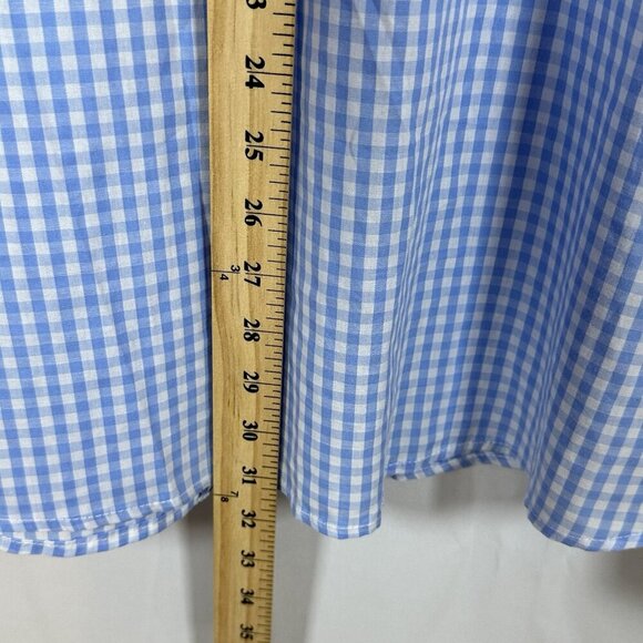 Mens Cotton Button Down Collared Shirt Size XL Blue & White Checkered - Picture 11 of 12